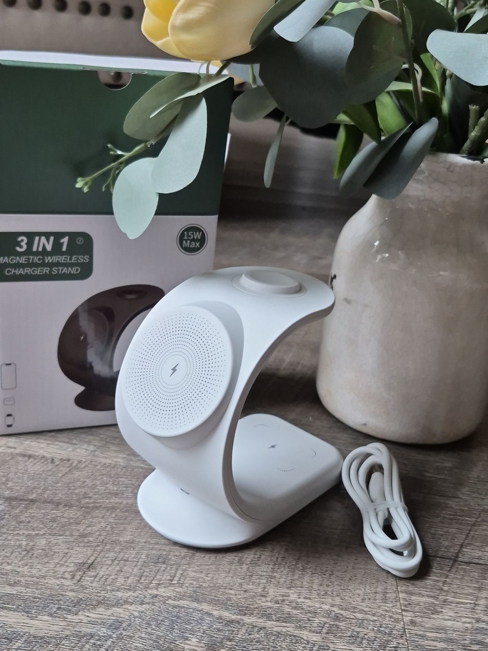 3-in-1 Magnetic Wireless Charger Stand - Brown